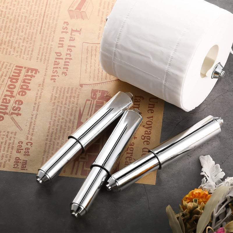 Shappy 2 Pieces Toilet Paper Holder Roller Spindle Replacement Rod Plastic Spring Loaded (Silver) - Image 4