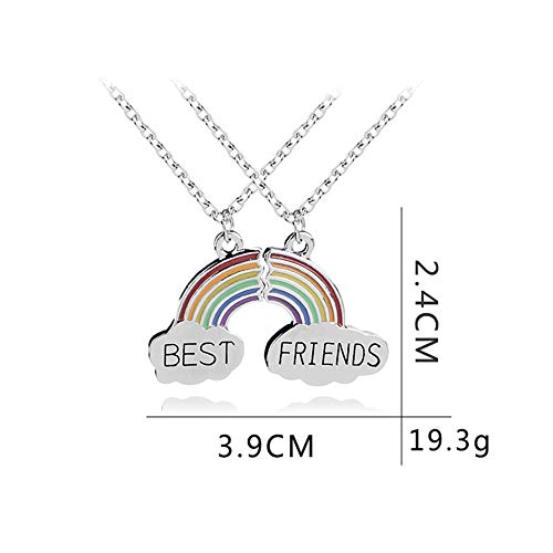 FLYPARTY Best Buds BFF Best Friends Matching Heart Pendant Necklaces Forever Friendship Birthday Gift (Rainbow) - Image 2