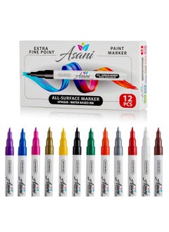 Paint Pens Acrylic Markers Set (12 Color) Rock Painting Glass Wood Porcelain Ceramic Fabric Paper Kindness Rocks Mugs Calligraphy Unique Arts & Crafts Supplies (Extra Fine Point)