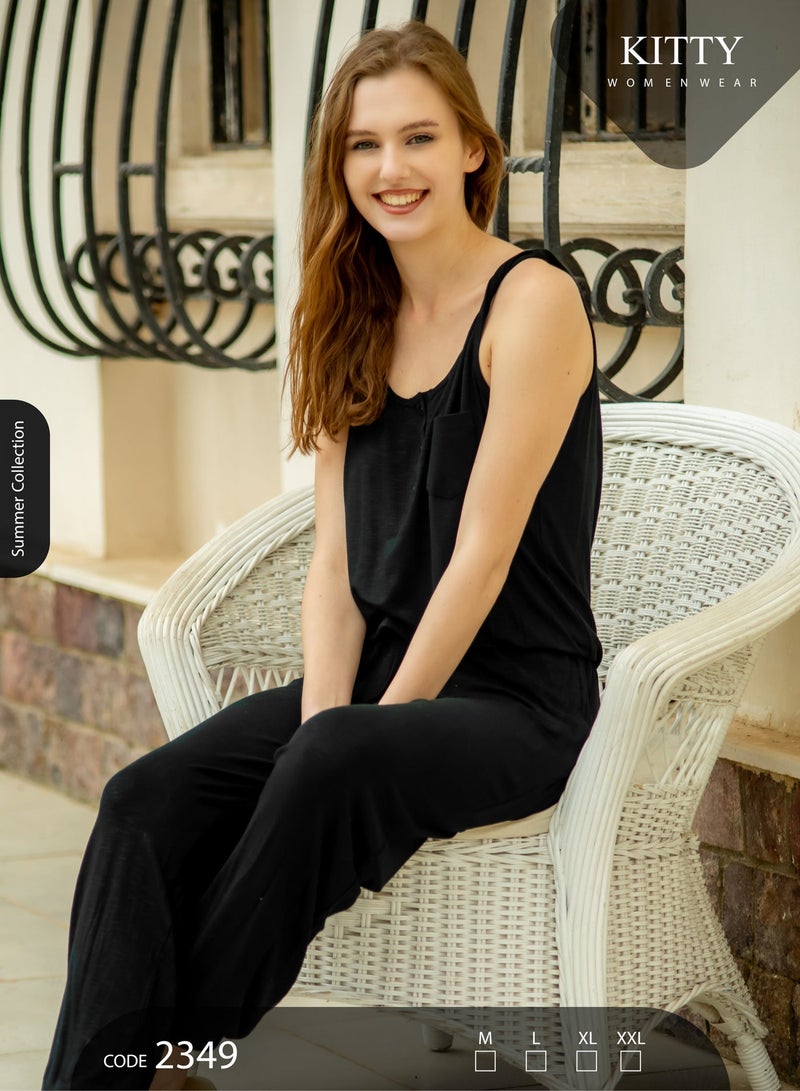 كيتي بيجاما جمبسوت أسود حريمي - Image 2