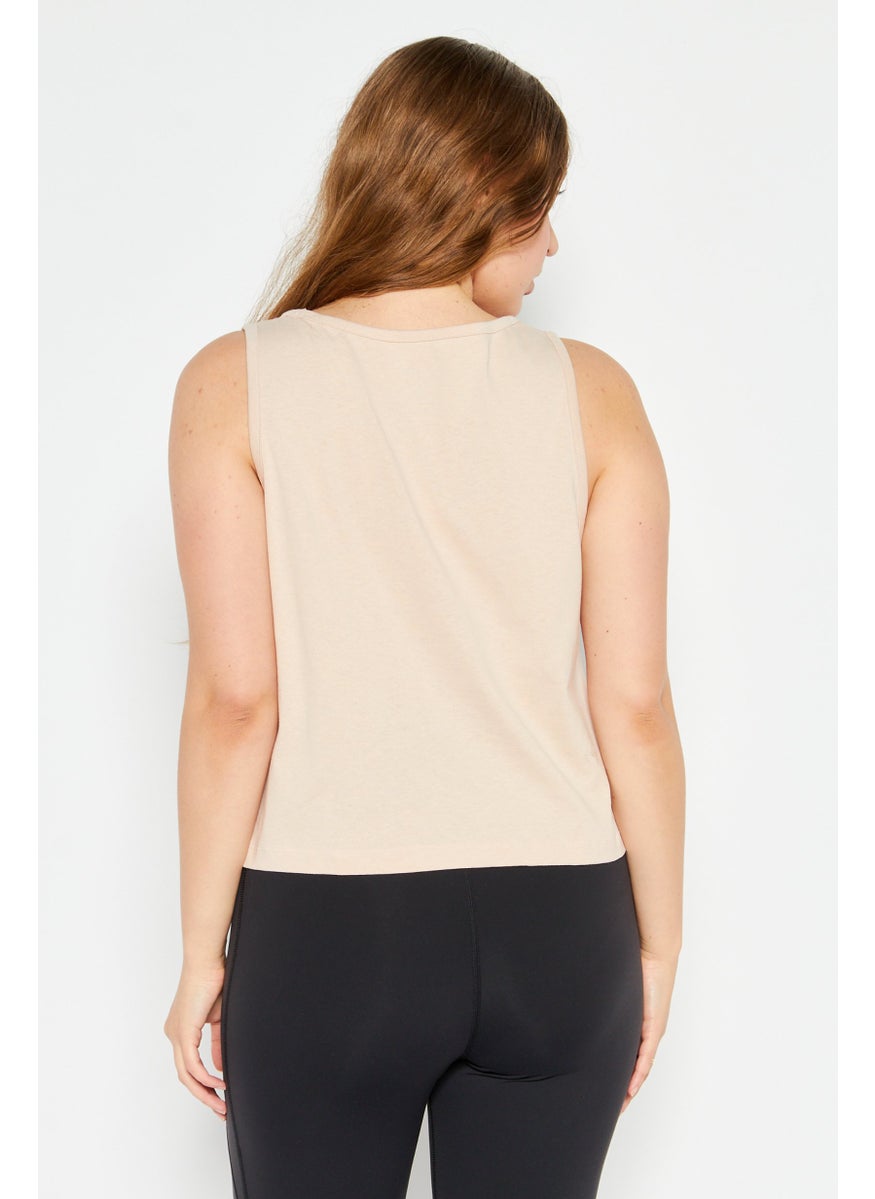 Reebok Women Sportswear Fit Sleeveless Training Top, Beige  - Image 4