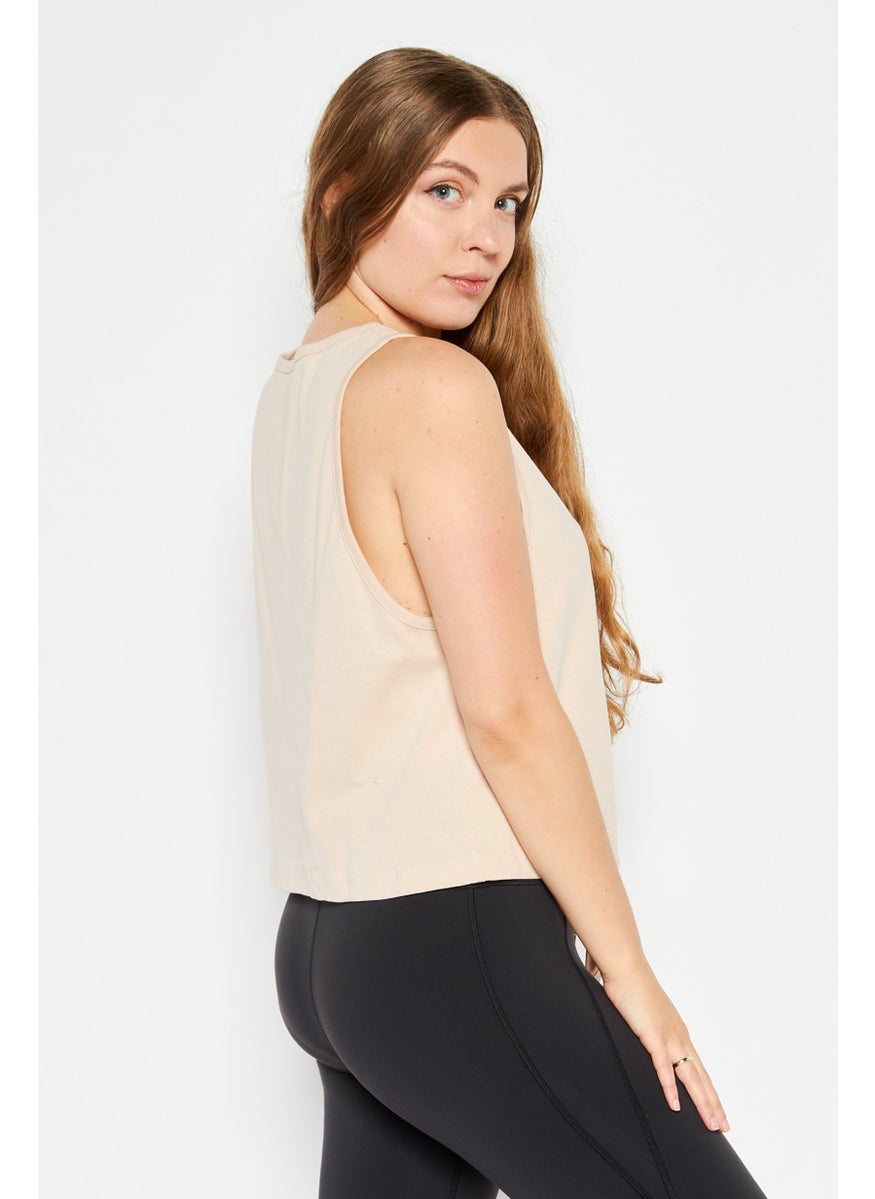 Reebok Women Sportswear Fit Sleeveless Training Top, Beige  - Image 3