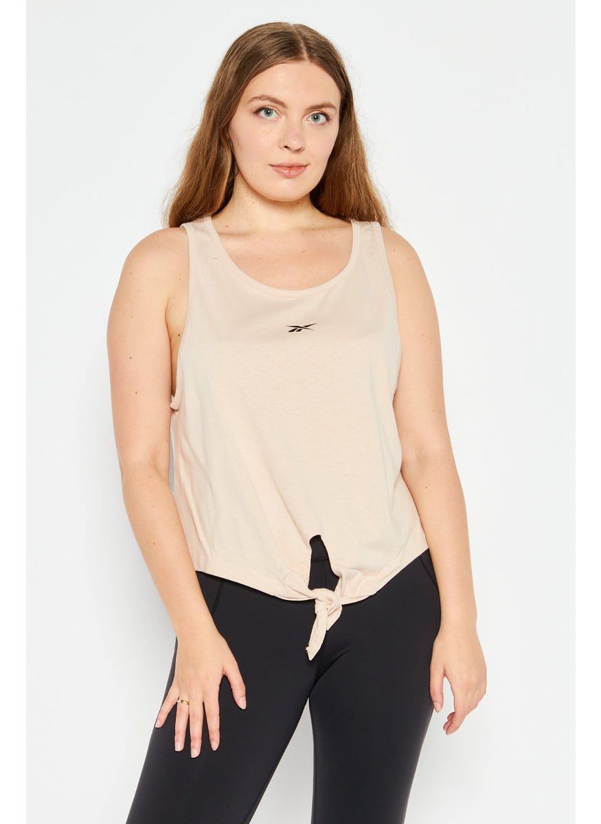Reebok Women Sportswear Fit Sleeveless Training Top, Beige  - Image 1