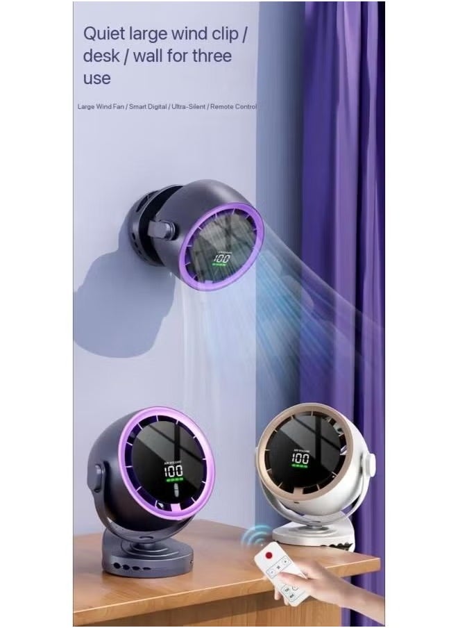 Turbo Circulation Rechargeable Fan – USB Powered Desk & Wall Mount Fan with Digital Display, 4-Speed Settings, Quiet Operation & Smart Timer, Ideal for Home, Office & Camping
