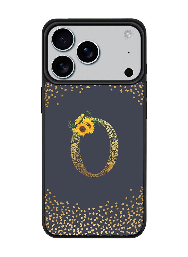 Stylizedd iPhone 17 Pro Case, [Compatible with MagSafe] Slim Magnetic cover Phone Case iPhone 17 Pro -Custom Floral Monogram - O  (Grey ) - Image 1