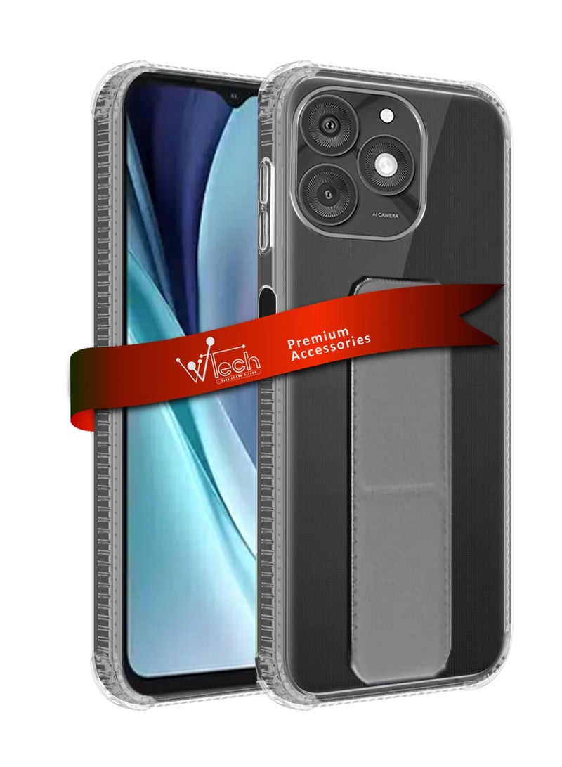 دبليو تيك غطاء وسادة هوائية بمقبض يدوي من مادة TPU من Itel A50 4G 2024 شفاف/رمادي - Image 1