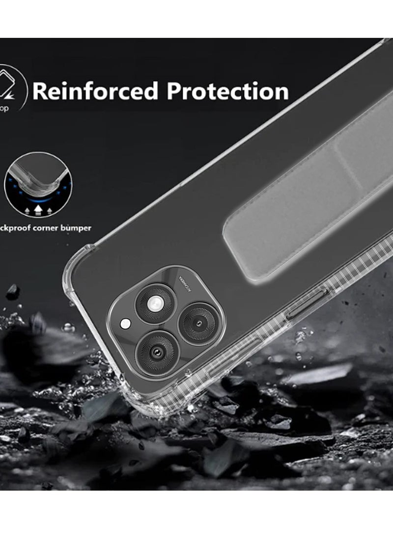 دبليو تيك غطاء وسادة هوائية بمقبض يدوي من مادة TPU من Itel A50 4G 2024 شفاف/رمادي - Image 4