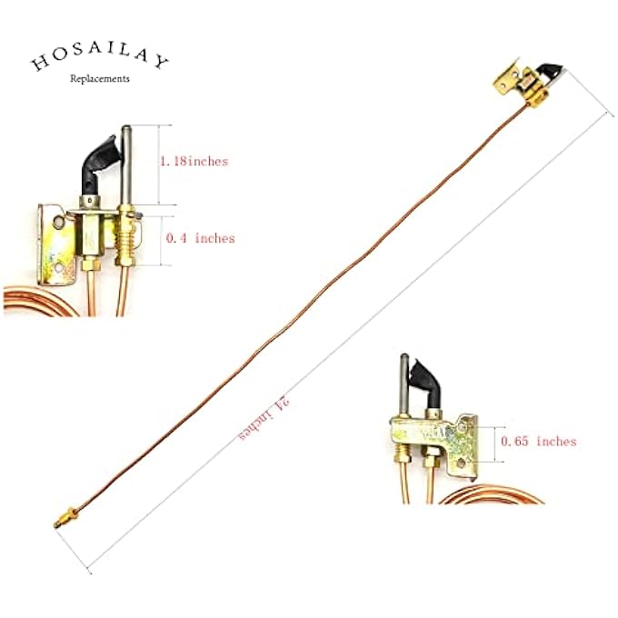 NATUAL GAS WATER HEATER PILOT ASSEMBELY WITH 24" THERMOCOUPLE, 24" GAS TUBING AND ONE FLAME HOOD - Image 3