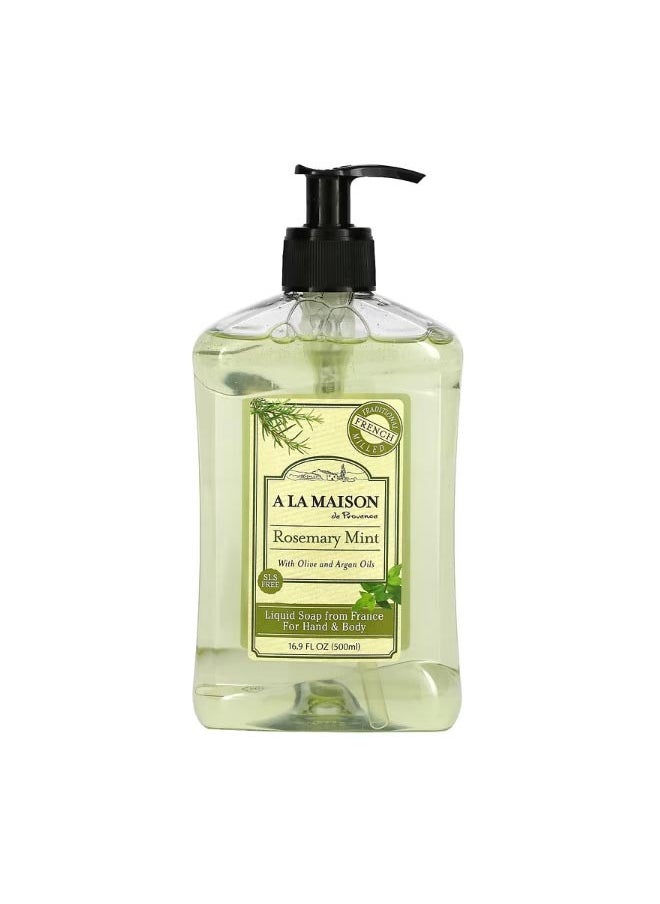 A La Maison De Provence Liquid Soap For Hand And Body Rosemary Mint 16.9 fl oz 500 ml  - Image 1