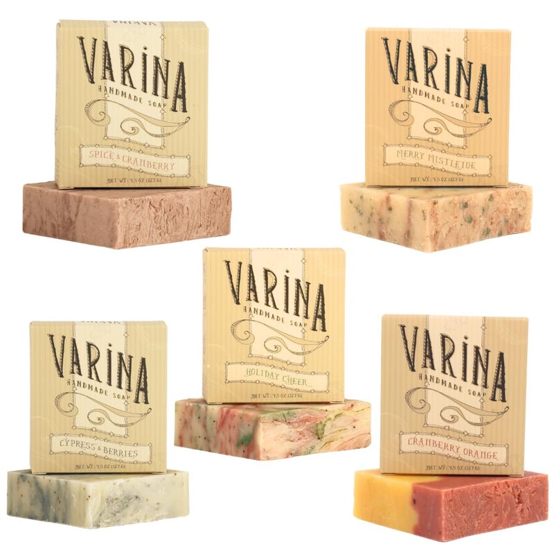 Varina Christmas Variety Bar Soap  Gentle Cleansing for Sensitive Skin  5 Pack  Experience Healthy and Glowing Skin