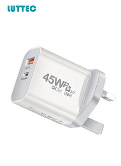 45W GaN Charger Adapter, Dual PD for IP16X Mobile Phone Dual Port A+C Charging Head, PD3.0/QC4.0 Fast Charging, Portable Travel Wall Charger, Compact and Portable, Safe and Durable