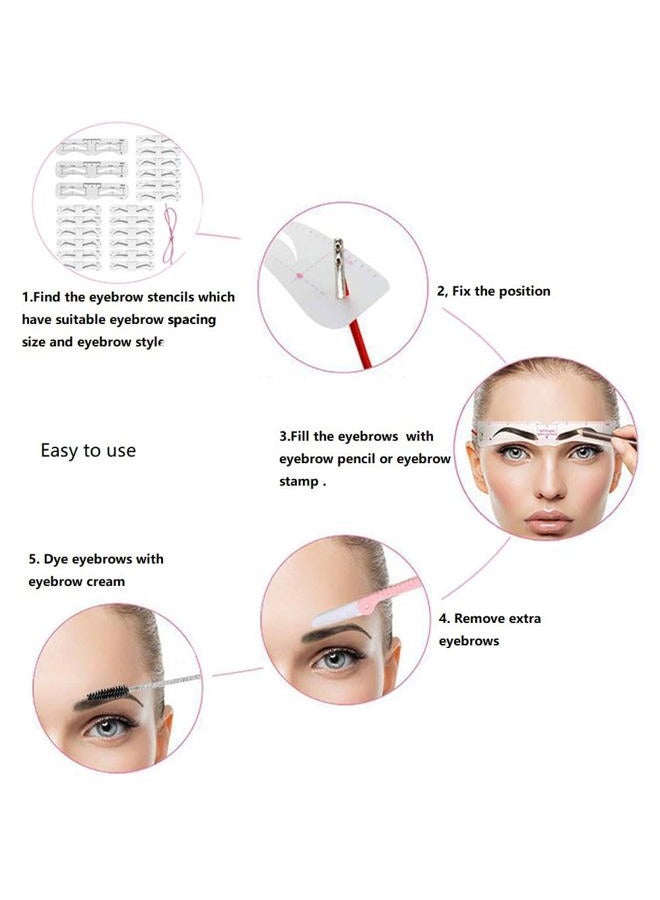3 Size Eyebrow Stencils, 6 Styles, Soft, Reusable Eyebrow Template Kit with Strap - Image 2