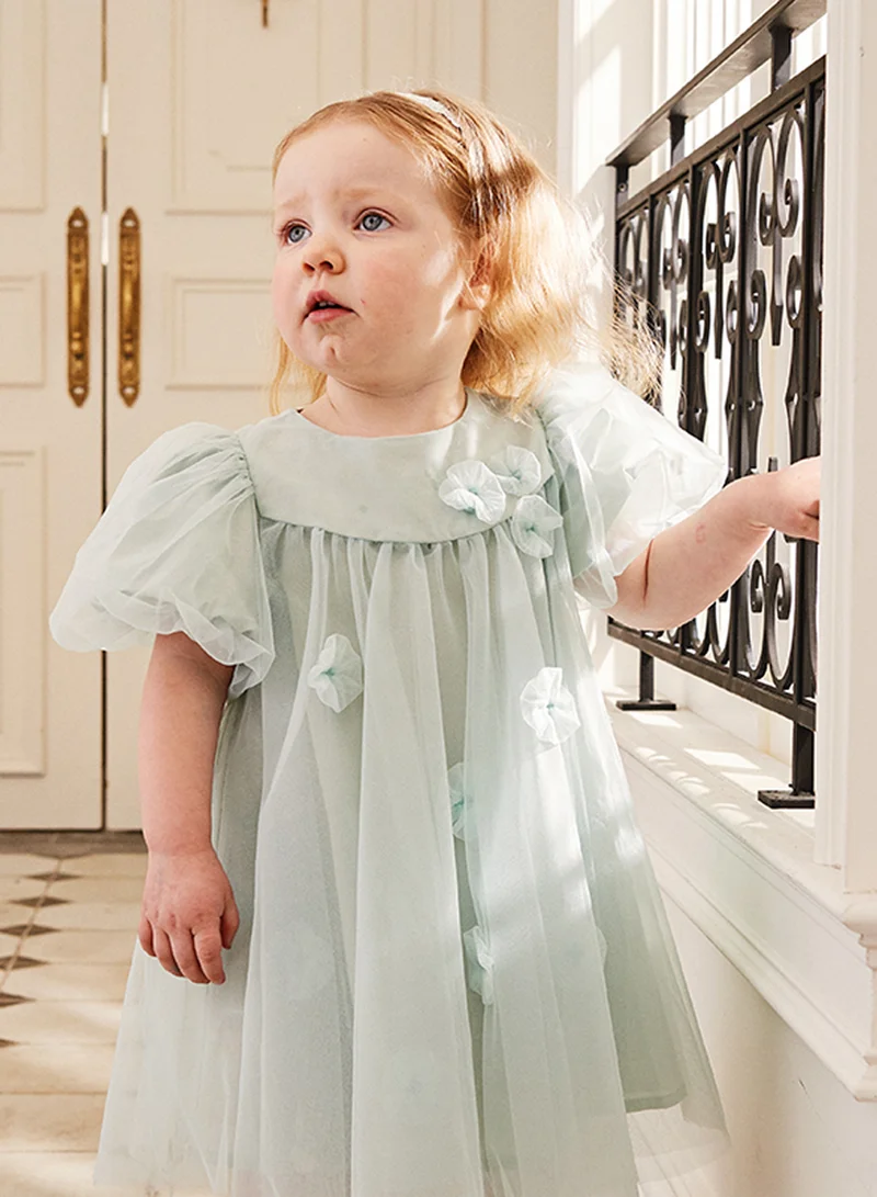 Dave & Bella Green Tulle Flowers Dress