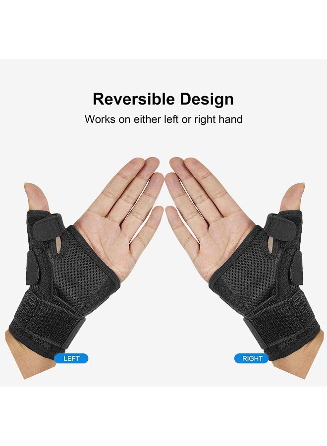 بوفان جبيرة تثبيت الإبهام لليد اليمنى واليسرى للنساء والرجال، دعامة المفصل الرسغي السنعي مع دعم الإبهام، لعلاج التهاب المفاصل والتهاب الأوتار وآلام متلازمة النفق الرسغي والتواء الإبهام (أسود) - Image 3