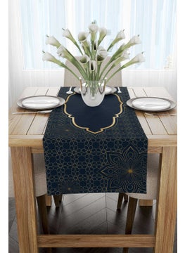 Cango Home Navy Blue Yellow Ramadan Themed Decorative Patterned Digital Printed Runner CGH1295-2-RN  - Image 2