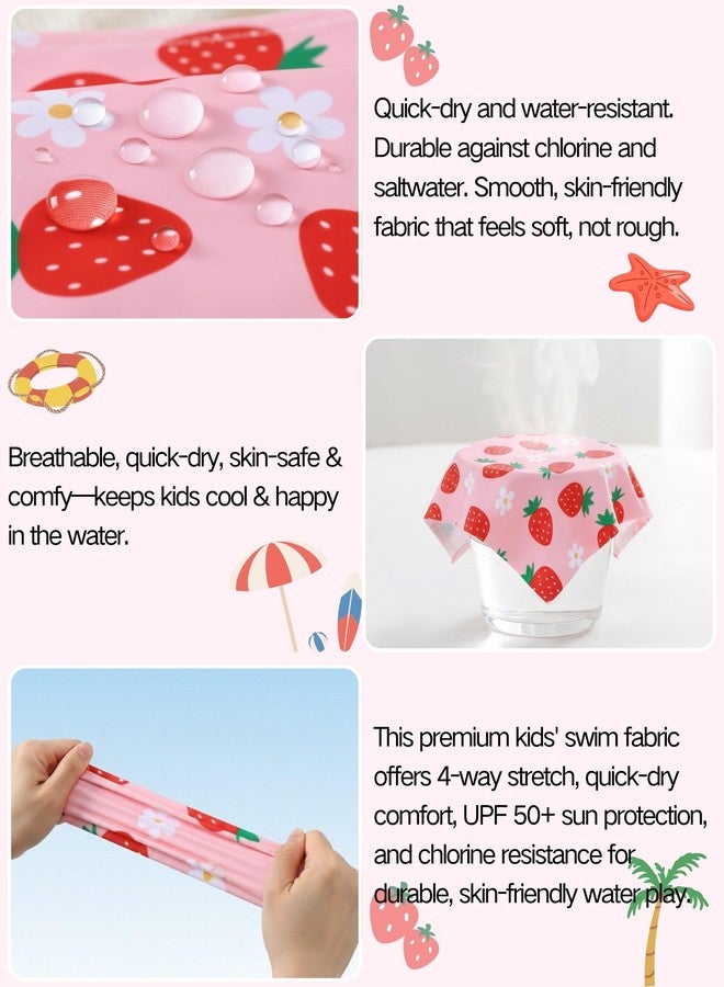 Renotemy Toddler Girls Bathing Suit 18 Month Swimsuit Girl Baby Cute Strawberry One-Piece Swimsuit Girls Pink Bikini Rash Guard Swimwear Baby Beach Essentials 18-24 Month Girl Ruffles Shoulder Outfit - Image 5