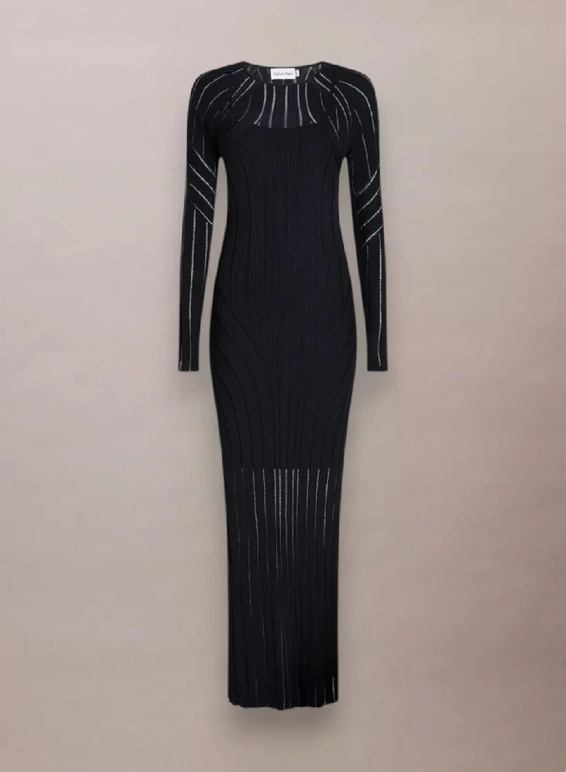 كالفن كلاين فستان طويل بخامة مضلعة