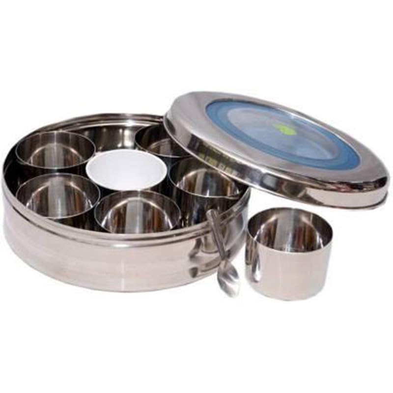 JVL طقم علب توابل مطبخ من الفولاذ المقاوم للصدأ مع سبعة أوعية سعة 200 مل لكل منها متوسط ST2 - Image 5