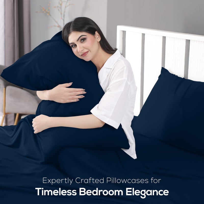 Utopia Bedding Queen Sheet Set - Jersey Knit Sheets 4 Piece â€“ Cotton â€“ Soft T-Shirt Stretchy Sheets (Queen, Navy) - Image 5