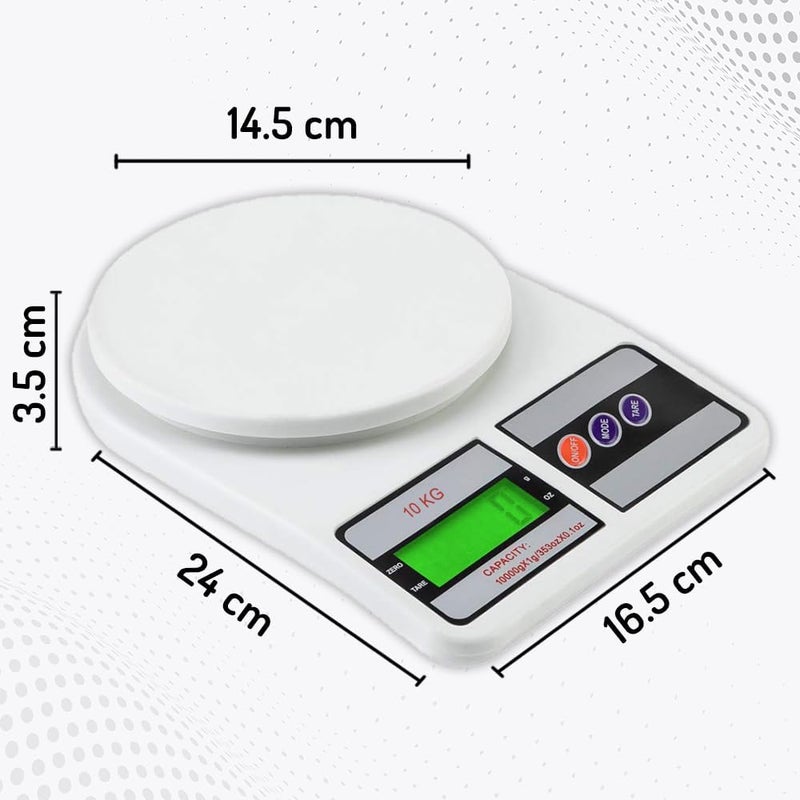 Digital Kitchen Food Weighing Scale For Healthy Living Home Baking Cooking Fitness Balanced Diet 1 Year Warranty 10Kg x 1gms with 2 Batteries Included SF400A121 Color May vary - Image 2