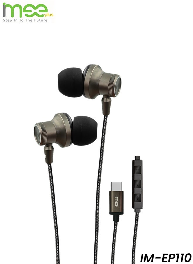 IMEE plus IM-EP110 Type-C Wired Earphones: Premium Metal Finish, Hi-Fi Stereo Sound, and Hands-Free Line Control - Image 1