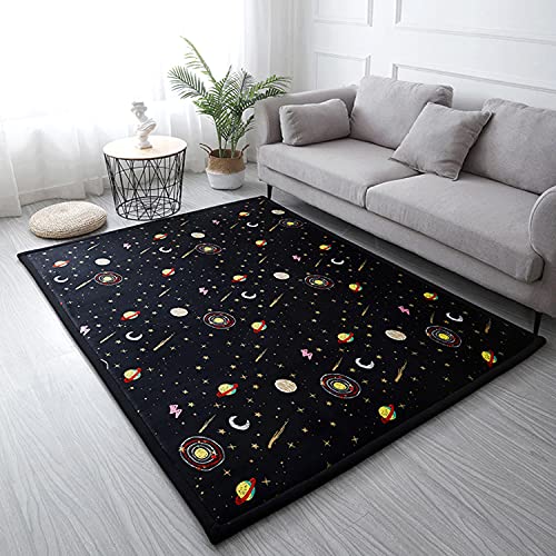 Loartee Coral Velvet Area Rug - 1" Thick Memory Foam Baby Play Mat, Washable Toddler Carpet, Home Decor for Living Room, Nursery, Kids Bedroom, Astral Black, 4'11"x6'7" - Image 1