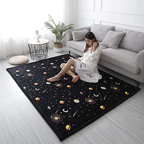 Loartee Coral Velvet Area Rug - 1" Thick Memory Foam Baby Play Mat, Washable Toddler Carpet, Home Decor for Living Room, Nursery, Kids Bedroom, Astral Black, 4'11"x6'7" - Image 5