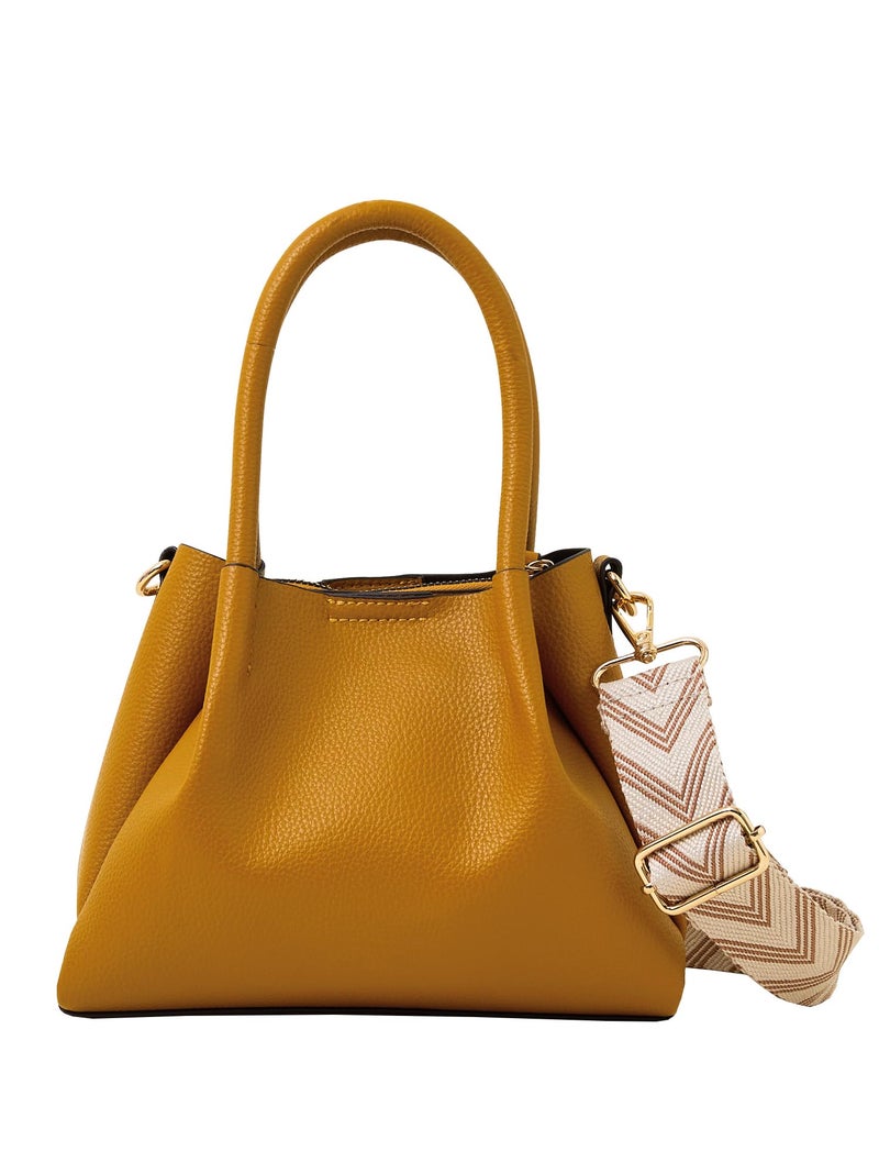 Accessorize London Women's Yellow Soft handbag with Adjustable Strap|crossbody for women stylish |Shoulder Bag for Women |handbag for woman - Image 1