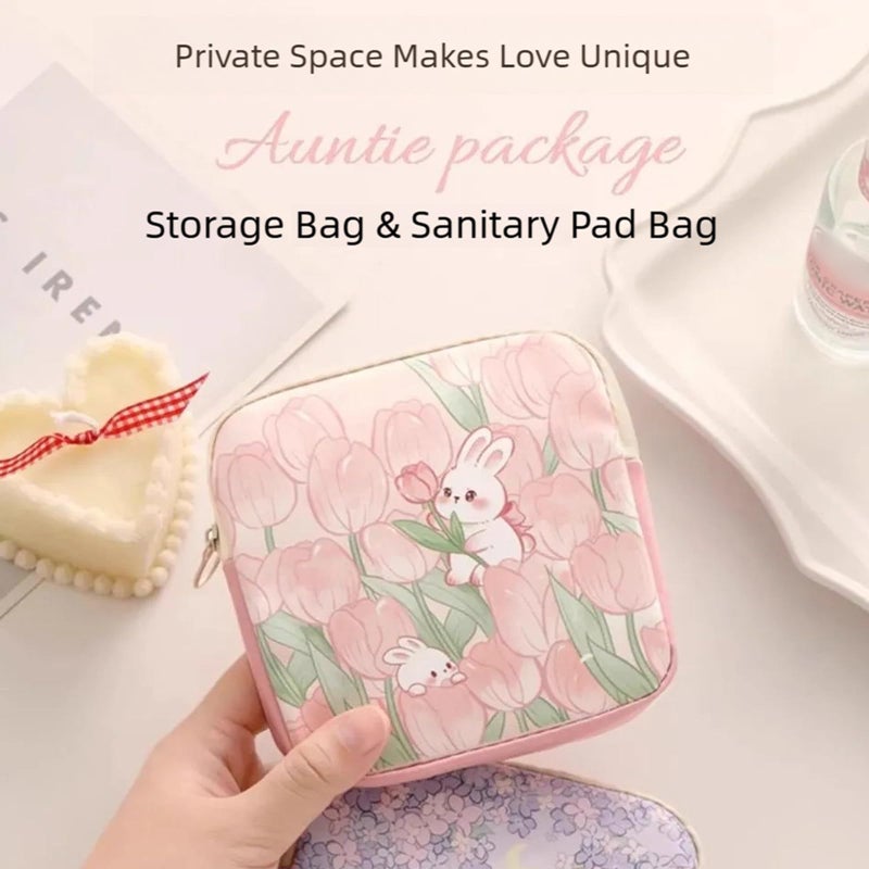 PU Leather Waterproof Tampon Storage Bag For Women Cartoon Design For Purse - Image 4