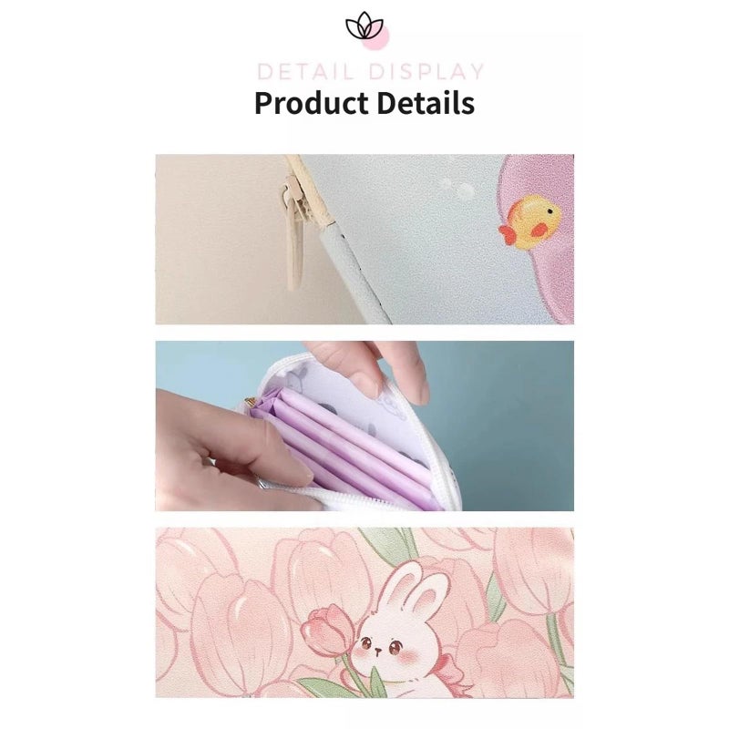 PU Leather Waterproof Tampon Storage Bag For Women Cartoon Design For Purse - Image 3