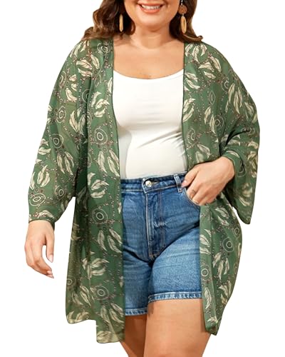 Argstar Women's Kimono Cardigans Casual Summer Tops Cover up Open Front Floral Print Resort Wear/Beachwear - Image 1