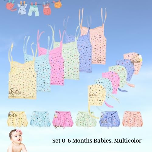 KmCho New Born Baby Clothes Jhabla Set | Baby Dress | Infants Clothing | Nappy | Caps | Cotton | Sleepwear | Casual | Gift Combo (0-6 Months), Multicolor, Pack of 6 - Image 2