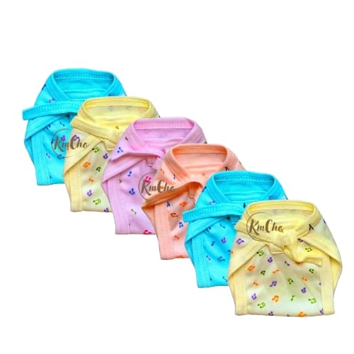KmCho New Born Baby Clothes Jhabla Set | Baby Dress | Infants Clothing | Nappy | Caps | Cotton | Sleepwear | Casual | Gift Combo (0-6 Months), Multicolor, Pack of 6 - Image 3