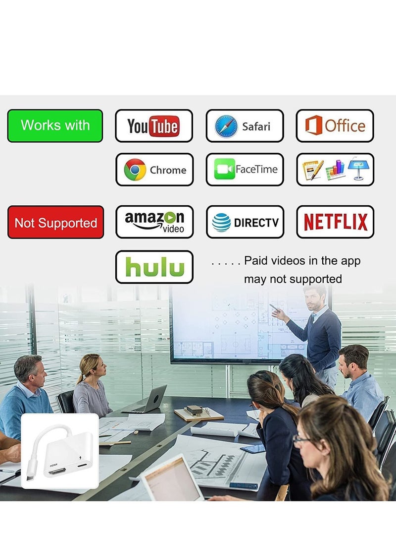 HDMI Adapter for iPhone,HDMI Sync Screen Converter, 1080P HDMI Digital AV Adapter with Charing Port,Compatible with iPhone 13/12/11/X/8/7/ iPad/ iPod to HD TV/Monitor/Projector. [No Need Power] - Image 5