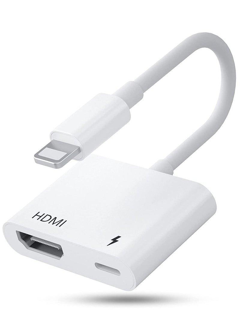 HDMI Adapter for iPhone,HDMI Sync Screen Converter, 1080P HDMI Digital AV Adapter with Charing Port,Compatible with iPhone 13/12/11/X/8/7/ iPad/ iPod to HD TV/Monitor/Projector. [No Need Power] - Image 1
