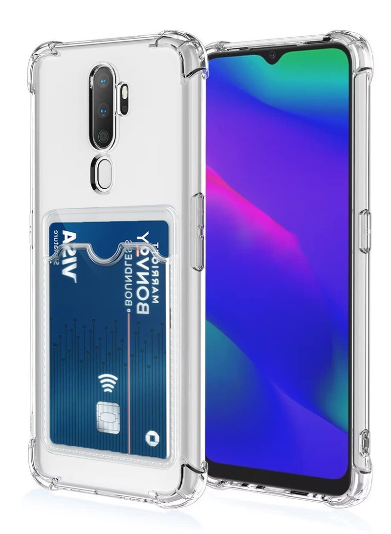 Wallet Phone Case Slim Fit Card Slot Transparent Case Protective Soft Shockproof Case with Card Holder For Oppo A5 2020/A9 2020 