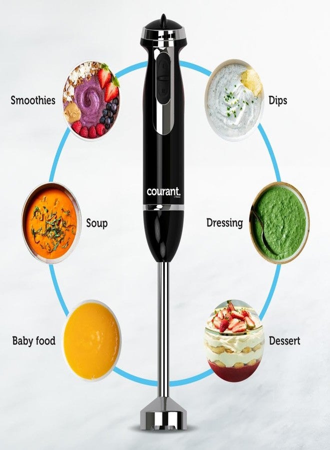 Courant Immersion Hand Blender with Variable Speed, Stainless Steel Blades for Smoothies, Purees, and Soups, Easy-Grip Control" (Black) - Image 3