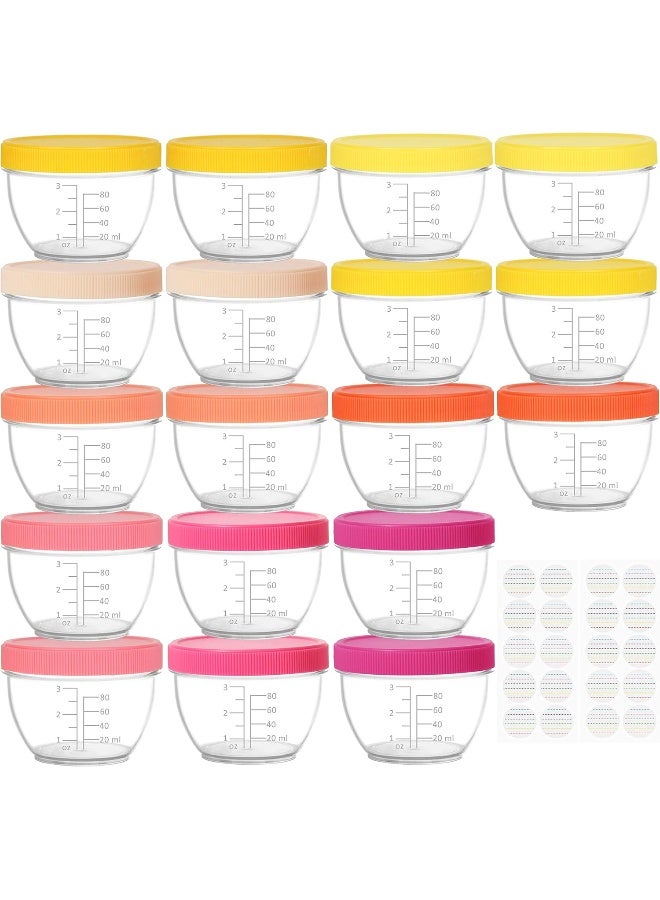 Youngever 18 Sets Baby Food Storage, 4 Ounce Baby Food Containers with Lids, 9 Bright Pink Colors, with Lids Labels - Image 1