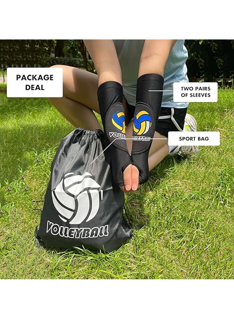 2 Pairs Volleyball Arm Sleeves Arm Padded Passing Sleeves With Thumbhole Include Bag - Image 2