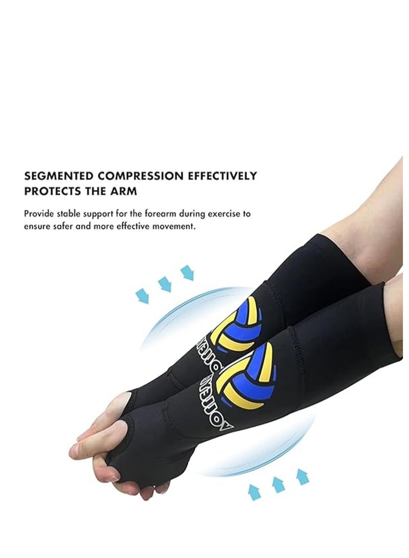 2 Pairs Volleyball Arm Sleeves Arm Padded Passing Sleeves With Thumbhole Include Bag - Image 3