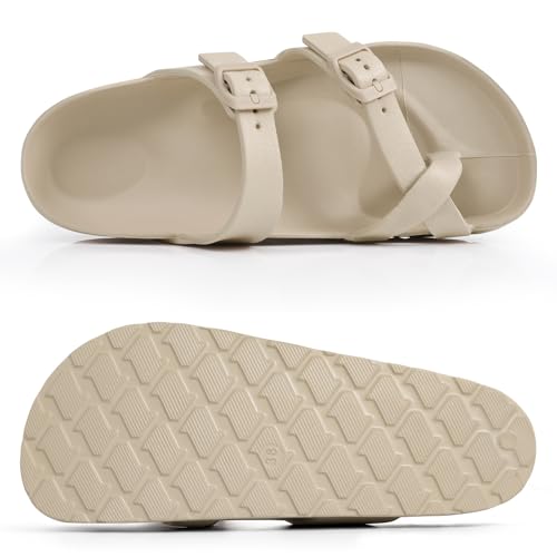 Goosecret Women's Platform Sandals with Arch Support Comfortable Foam Slides Summer Beach Sandals with Adjustable Buckle Nude, 38 - Image 3