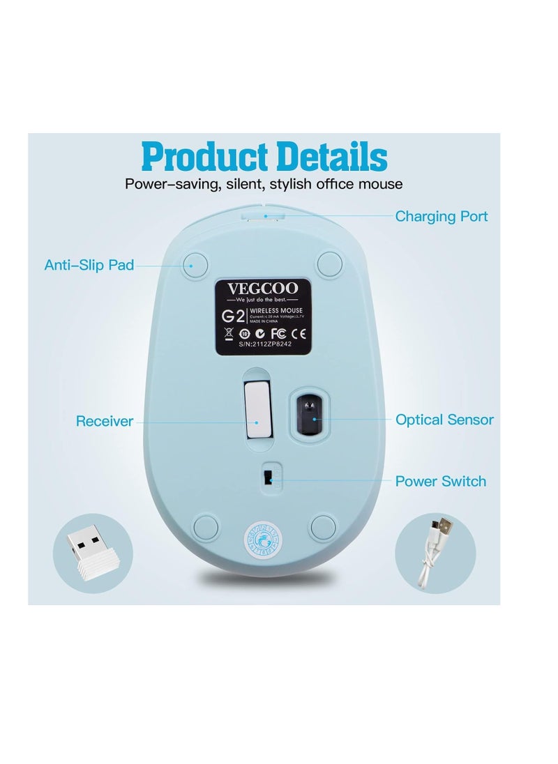 Wireless Mouse, Rechargeable Computer Mouse, Silent Mouse Ergonomic Mice Bluetooth & USB Connection Two Modes Switchable, Multi-Device Connection