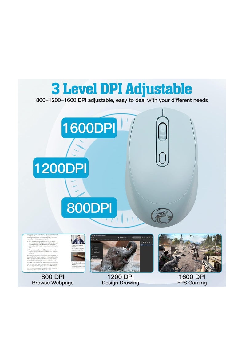 Wireless Mouse, Rechargeable Computer Mouse, Silent Mouse Ergonomic Mice Bluetooth & USB Connection Two Modes Switchable, Multi-Device Connection