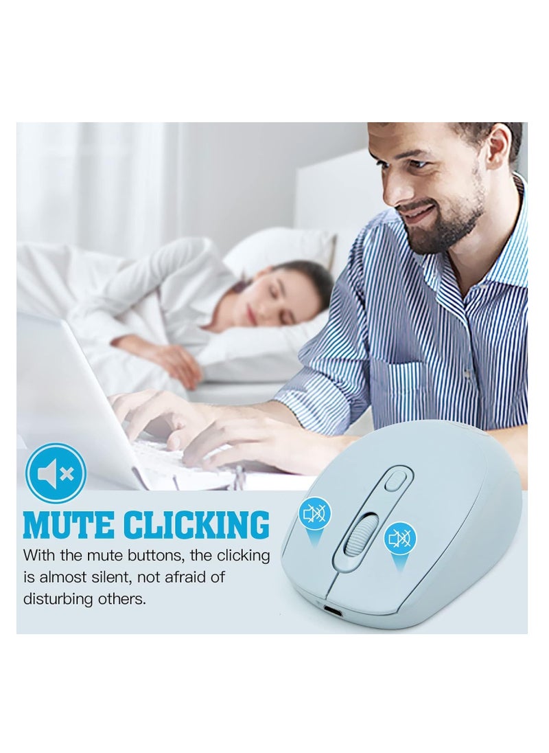 Wireless Mouse, Rechargeable Computer Mouse, Silent Mouse Ergonomic Mice Bluetooth & USB Connection Two Modes Switchable, Multi-Device Connection