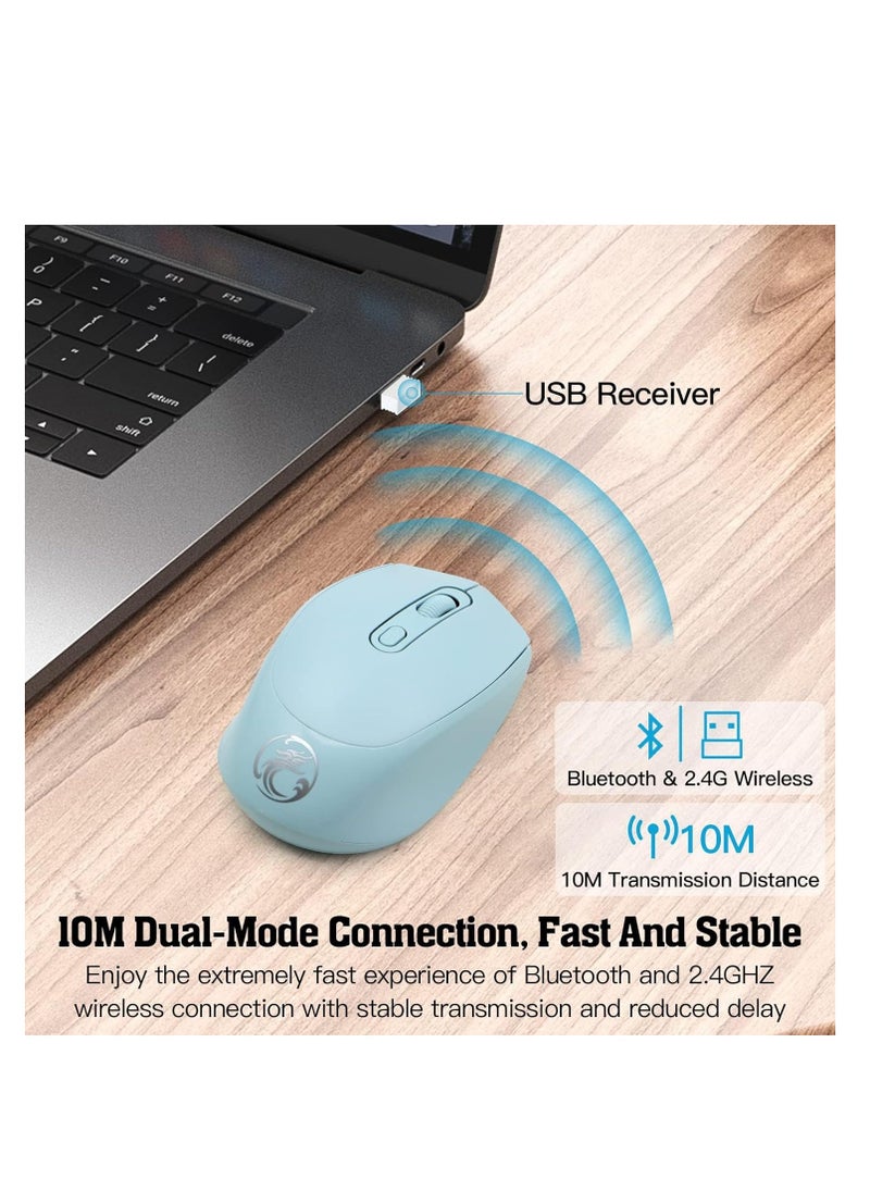Wireless Mouse, Rechargeable Computer Mouse, Silent Mouse Ergonomic Mice Bluetooth & USB Connection Two Modes Switchable, Multi-Device Connection