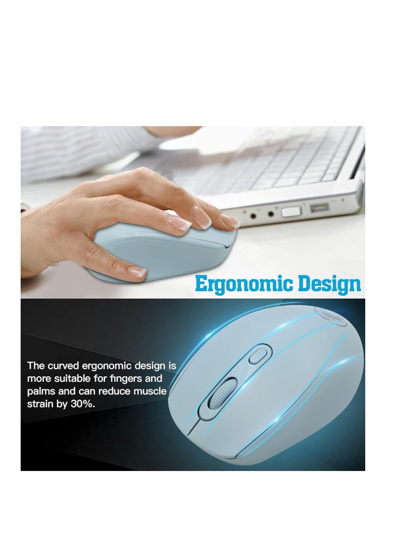 Wireless Mouse, Rechargeable Computer Mouse, Silent Mouse Ergonomic Mice Bluetooth & USB Connection Two Modes Switchable, Multi-Device Connection