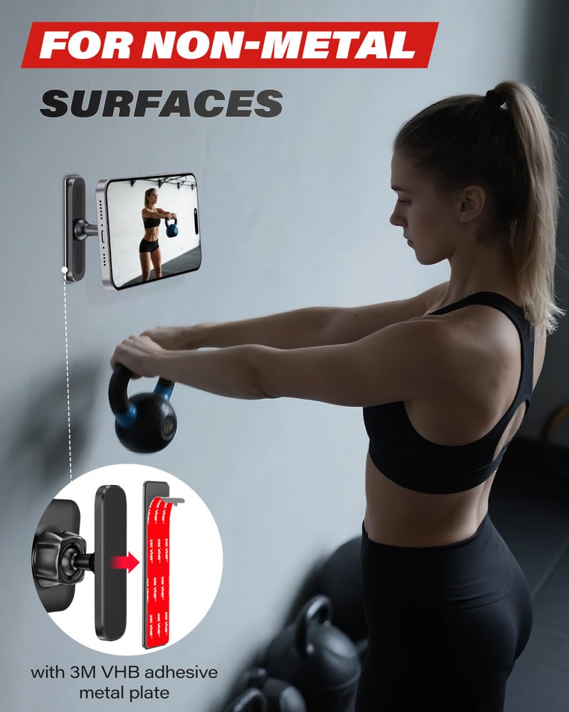 A2C Magnetic Phone Holder for Gym, Aluminum Alloy Base Attach to Metal & Non-Metal Surfaces, Gym Phone Mount for MagSafe iPhone 12-17 Series, Ideal Gym Essentials for Workouts Recording - Image 5
