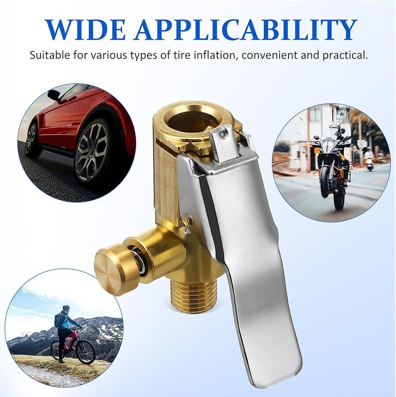 2Pcs Quick Connect Copper Air Chuck Tire Inflator with Locking Clip and Release Button - Image 4