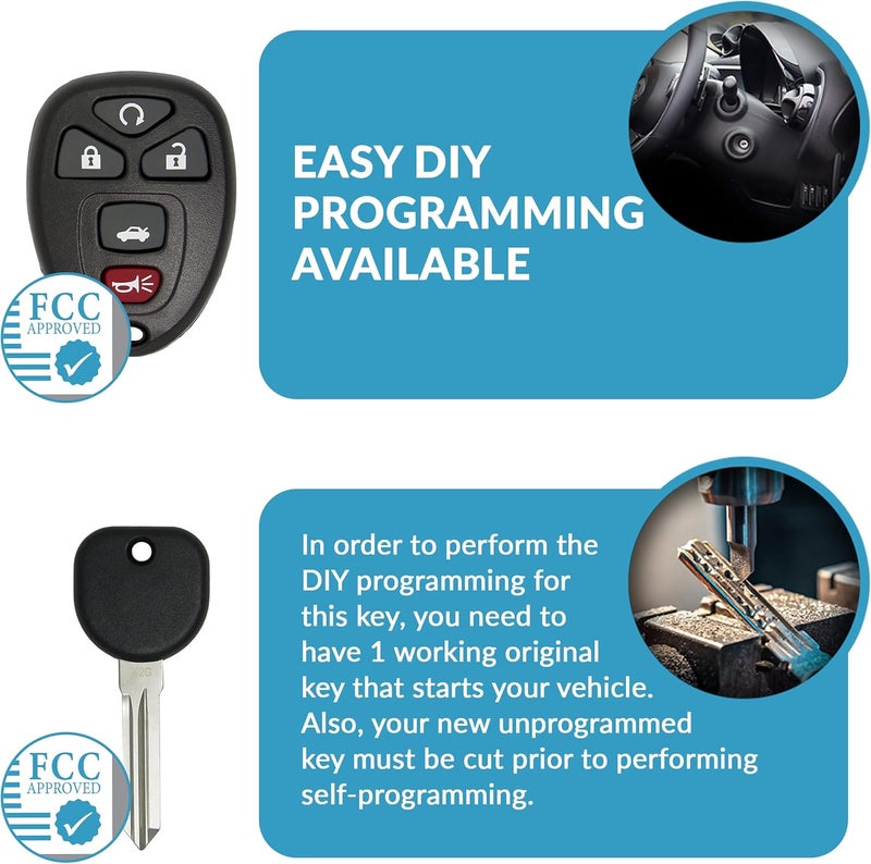 Keyless2Go Replacement Keyless Entry Car Key with Uncut Transponder Ignition (2 Pack) - Image 5