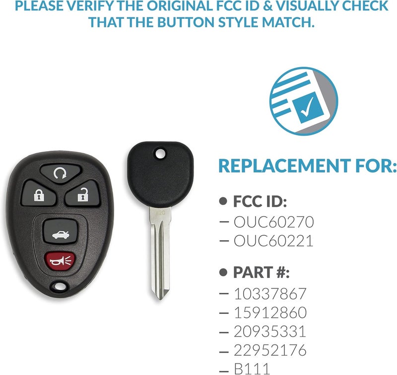 Keyless2Go Replacement Keyless Entry Car Key with Uncut Transponder Ignition (2 Pack) - Image 4